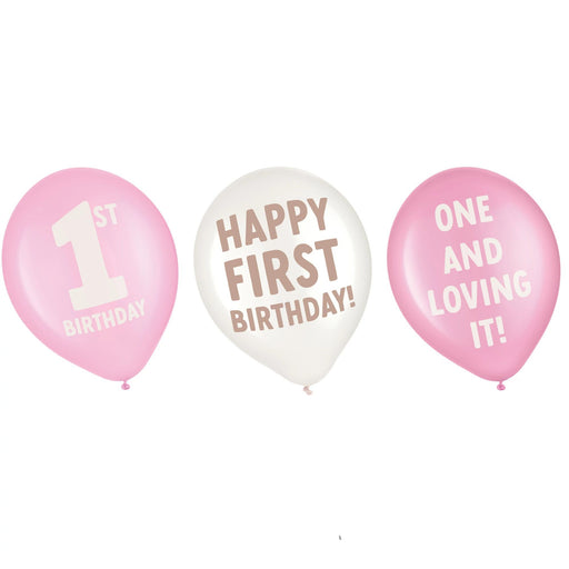 12" Little Miss One - derful First Birthday Latex Balloon Pack | 6 ct - Zurchers