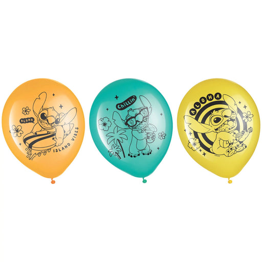 12" Lilo & Stitch Aloha Latex Balloon Pack | 6 ct - Zurchers