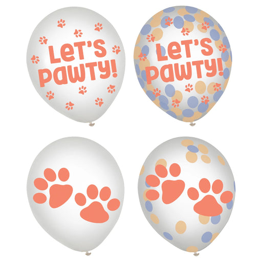 12" Pawsome Party Confetti Latex Balloon Pack | 6 ct - Zurchers
