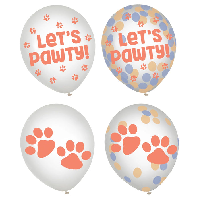 12" Pawsome Party Confetti Latex Balloon Pack | 6 ct - Zurchers