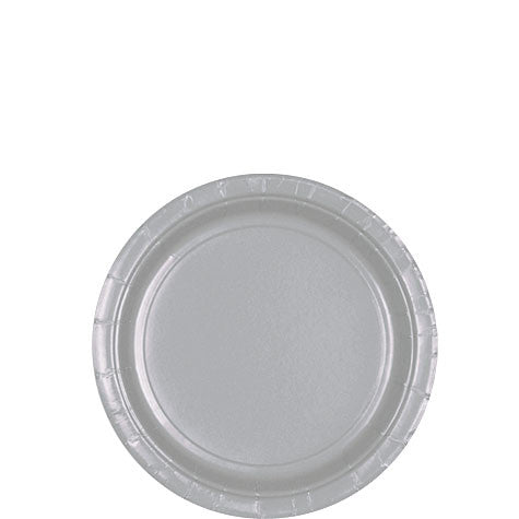 Silver Dessert Paper Plates 6.75" | 20ct - Zurchers