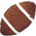 Football-shaped piñata designed to resemble a classic brown American football with white stripe details, made with layered tissue paper for party games and sports-themed celebrations.