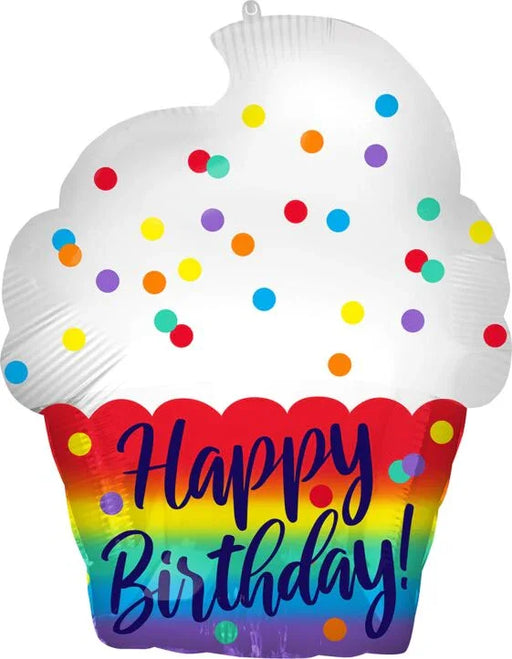 Happy Birthday Satin Cupcake Mylar Balloon 18" | 1ct - Zurchers