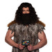 Black Viking wig and long braided beard costume set, ideal for Norse warrior or barbarian-themed looks.