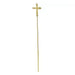 Gold costume cross necklace with green faux gemstones and a gold chain.