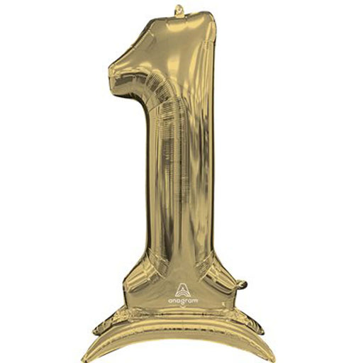 Air Filled White Gold Number Self Standing Balloons 54" | 1 ct - Zurchers