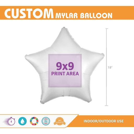 Custom Image White Mylar Star Balloon 18" | 1ct - Zurchers