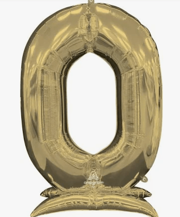 Air Filled White Gold Number Self Standing Balloons 54" | 1 ct - Zurchers