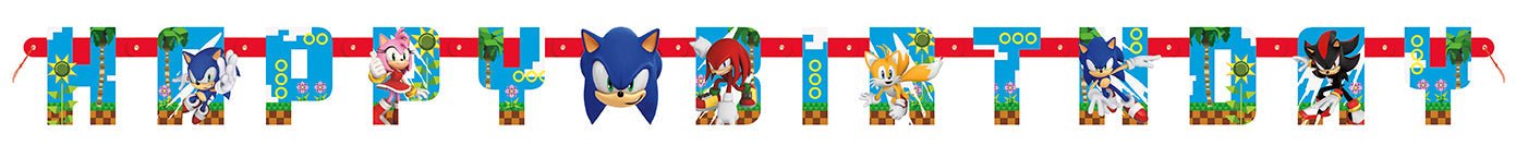 Sonic The Hedgehog Happy Birthday Jointed Banner 6.5' | 1 ct - Zurchers