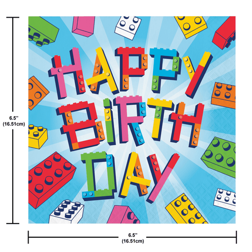 Block Bash Happy Birthday Lunch Napkins | 16 ct - Zurchers