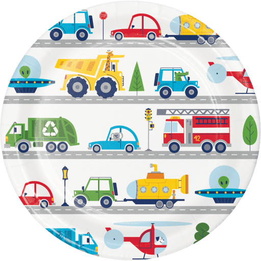 Transportation Time Lunch Paper Plates 9" | 8 ct - Zurchers