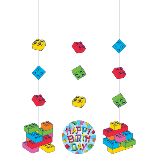 Block Bash Hanging Decorations | 3 ct - Zurchers