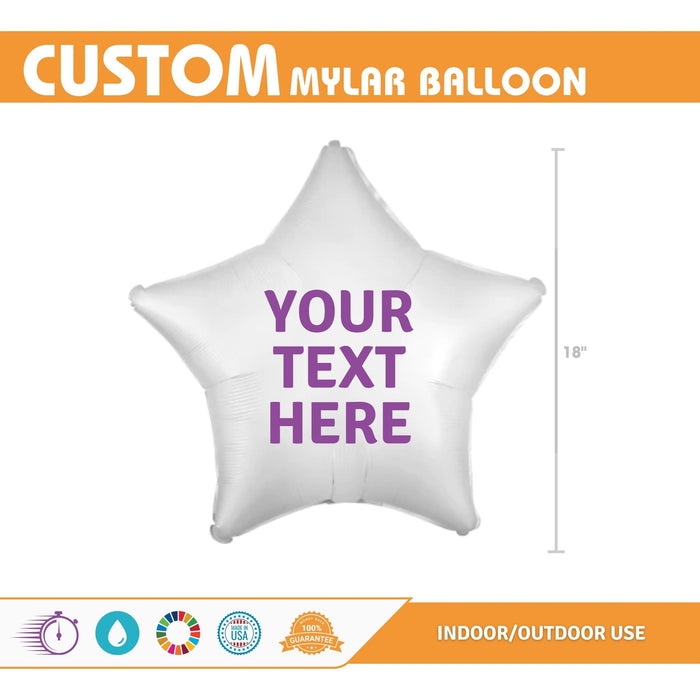 Custom Image White Mylar Star Balloon 18" | 1ct - Zurchers