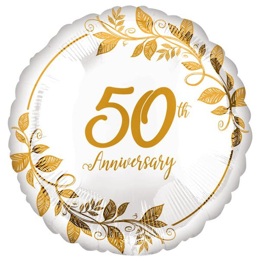 50th Anniversary Gold Leaves Mylar Balloon 17" | 1ct - Zurchers