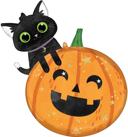 Halloween Cat and Pumpkin Supershape Mylar Balloon 29" | 1 ct - Zurchers