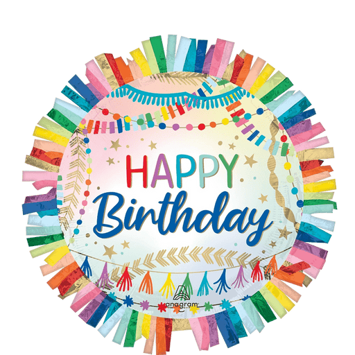 Birthday Streamers Fringe SuperShape Mylar Balloon, 24" | 1 ct - Zurchers