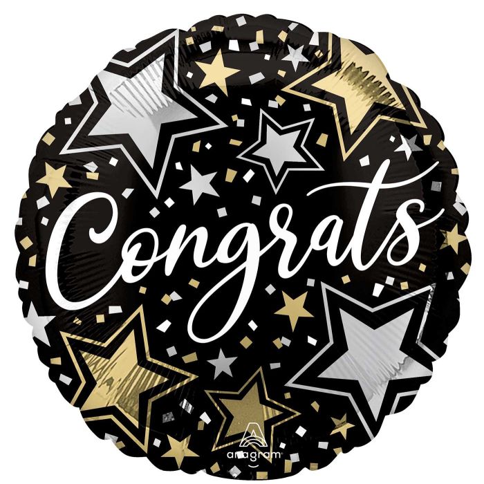 Congrats Stars Mylar Balloon, 18