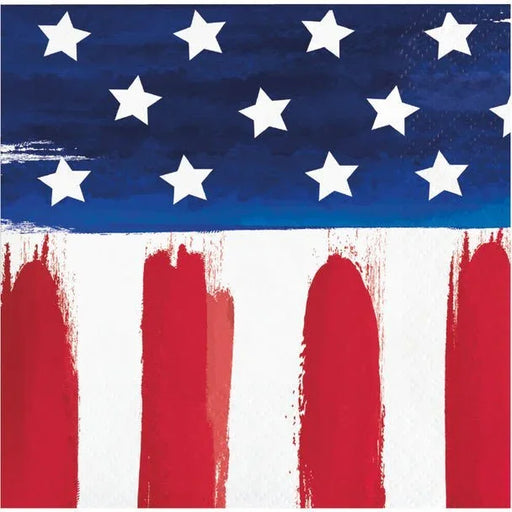 4th Of July Painterly Patriotic Beverage Napkins | 16ct - Zurchers