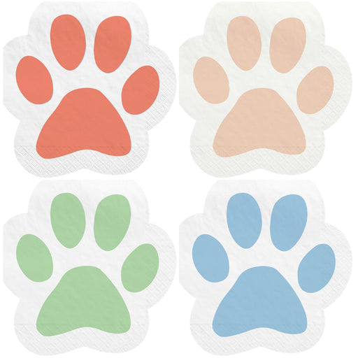 Pawsome Party Shaped Beverage Napkins, Assorted | 16 ct - Zurchers