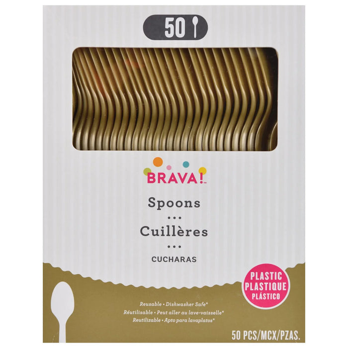 Gold Reusable Plastic Spoons | 50 ct - Zurchers