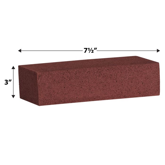 Rectangular red foam brick without packaging, with measurements.