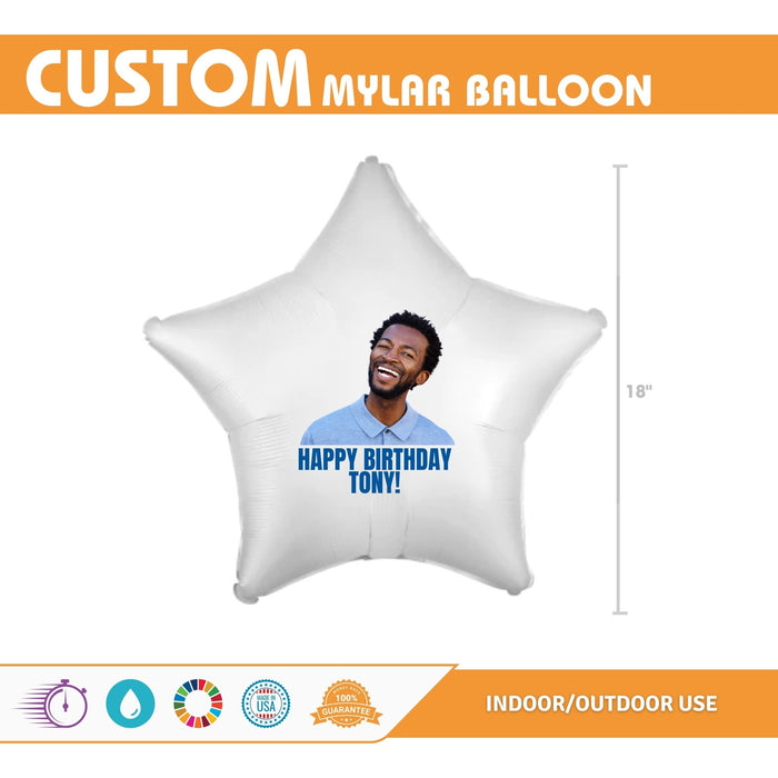 Custom Image White Mylar Star Balloon 18" | 1ct - Zurchers