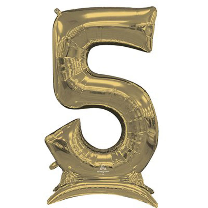 Air Filled White Gold Number Self Standing Balloons 54" | 1 ct - Zurchers