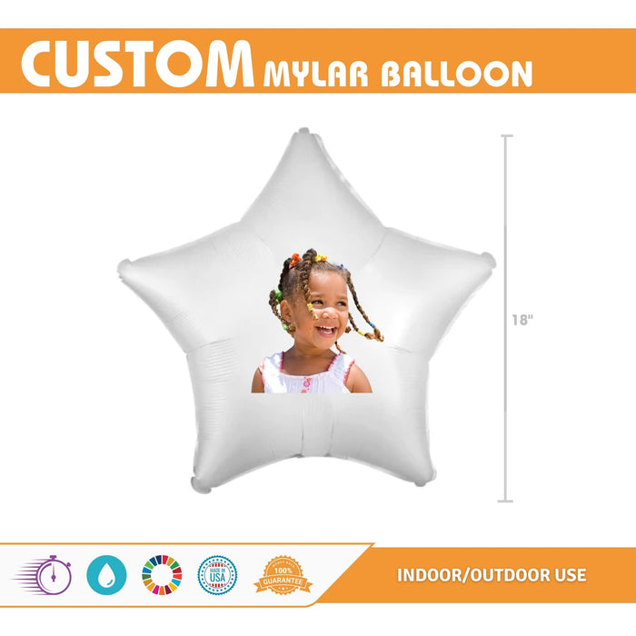 Custom Image White Mylar Star Balloon 18" | 1ct - Zurchers