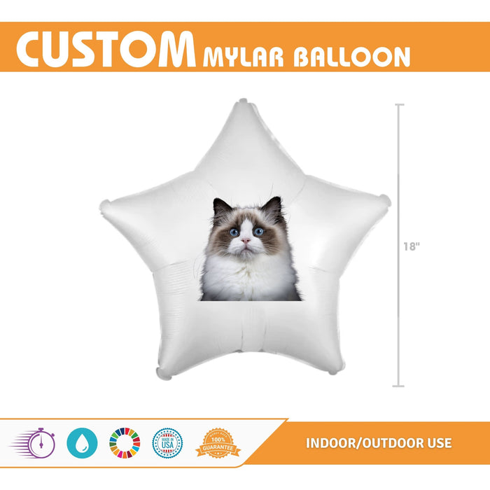 Custom Image White Mylar Star Balloon 18" | 1ct - Zurchers