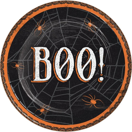 Halloween Wicked Webs Boo! Lunch Plates 7" | 8ct - Zurchers