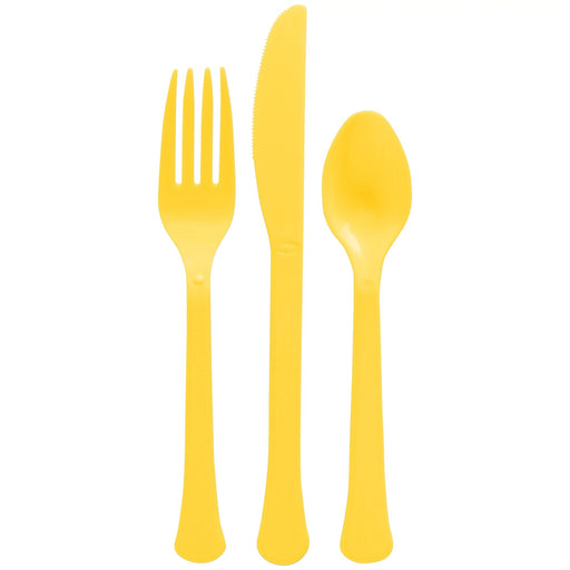 Yellow Sunshine Plastic Assorted Cutlery | 24 pcs - Zurchers
