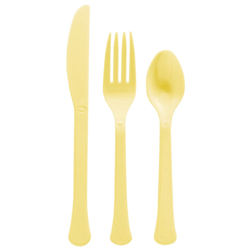 Light Yellow Plastic Assorted Cutlery | 24 pcs - Zurchers