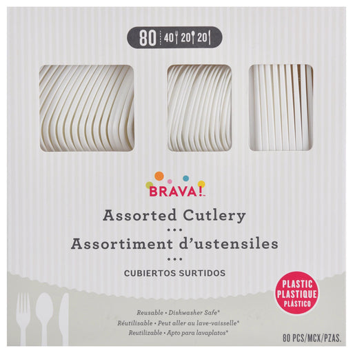 White Plastic Assorted Cutlery | 80 pcs - Zurchers