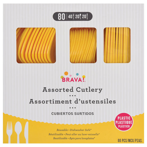 Yellow Sunshine Plastic Assorted Cutlery | 80 pcs - Zurchers