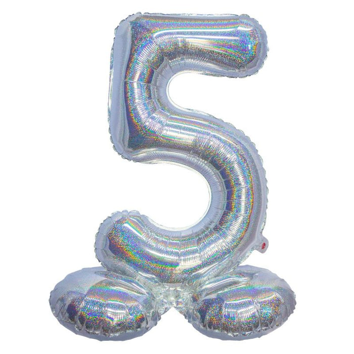 Air Filled Silver Number Self Standing Balloon 28.4" | 1 ct - Zurchers