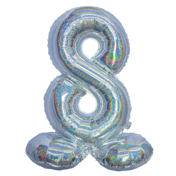 Air Filled Silver Number Self Standing Balloon 28.4" | 1 ct - Zurchers