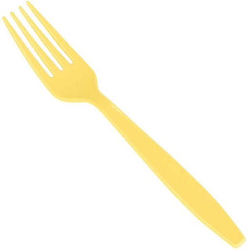 Expertly crafted with heavy weight plastic, these light yellow forks are a durable and stylish addition to any event. With a pack of 24, you'll have plenty for your guests to enjoy. Perfect for adding a touch of elegance to any occasion.