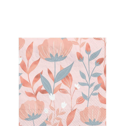 Rose Gold Floral Beverage Napkins | 40ct - Zurchers