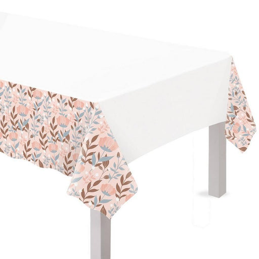 Rose Gold Floral Plastic Tablecover 54inx102in | 1ct - Zurchers