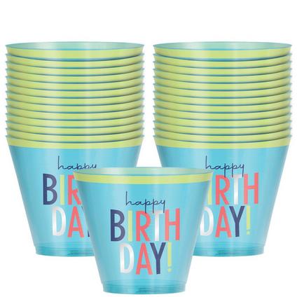 Modern Birthday Plastic Cups, 9 oz. | 30 ct - Zurchers