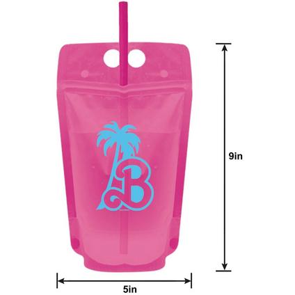 Malibu Barbie Plastic Drink Pouches, 16.9oz, | 8 ct - Zurchers