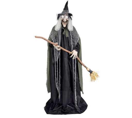 Halloween Animated Standing Witch With Broom | 1ct - Zurchers