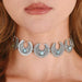 Western Faux Turquoise Metal Choker Necklace | 1 ct - Zurchers