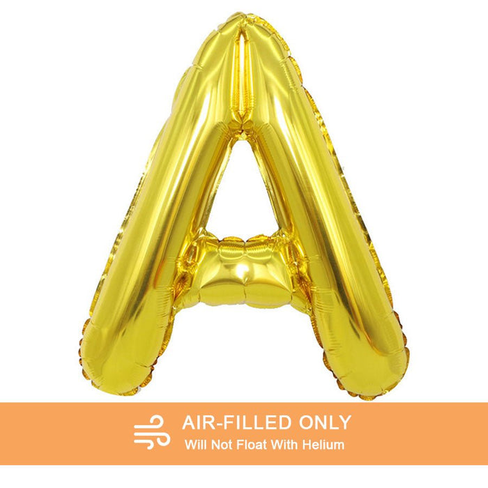 Air Filled Gold Mylar Letter Balloon, 16" | 1 ct - Zurchers