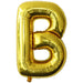 Gold foil balloon shaped like the letter B.