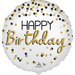 Black/Silver/Gold Happy Birthday Mylar 18in | 1ct - Zurchers