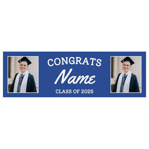 Graduation Congrats Grad Custom Banner with 2 Photos 2'x 6' | 1 ct - Zurchers