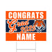 A 24" x 18" Brighton Custom High School Custom Grad Yard Sign.