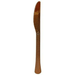 Single brown plastic knife displayed upright against a white background, showing its full length and slightly curved bowl.