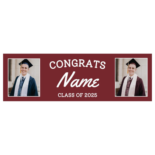 Graduation Congrats Grad Custom Banner with 2 Photos 2'x 6' | 1 ct - Zurchers